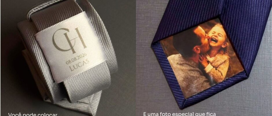 Gravata personalizada: o presente que emociona pais e padrinhos e transforma o casamento em uma memória inesquecível