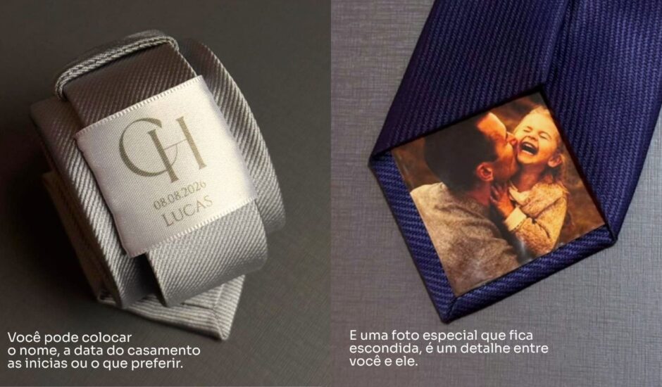 Gravata personalizada: o presente que emociona pais e padrinhos e transforma o casamento em uma memória inesquecível